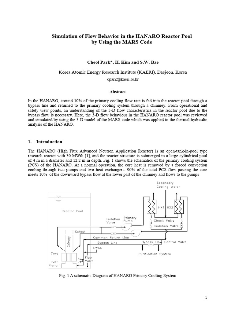 Simulation of Flow Behavior in The HANARO Reactor Pool | PDF ...