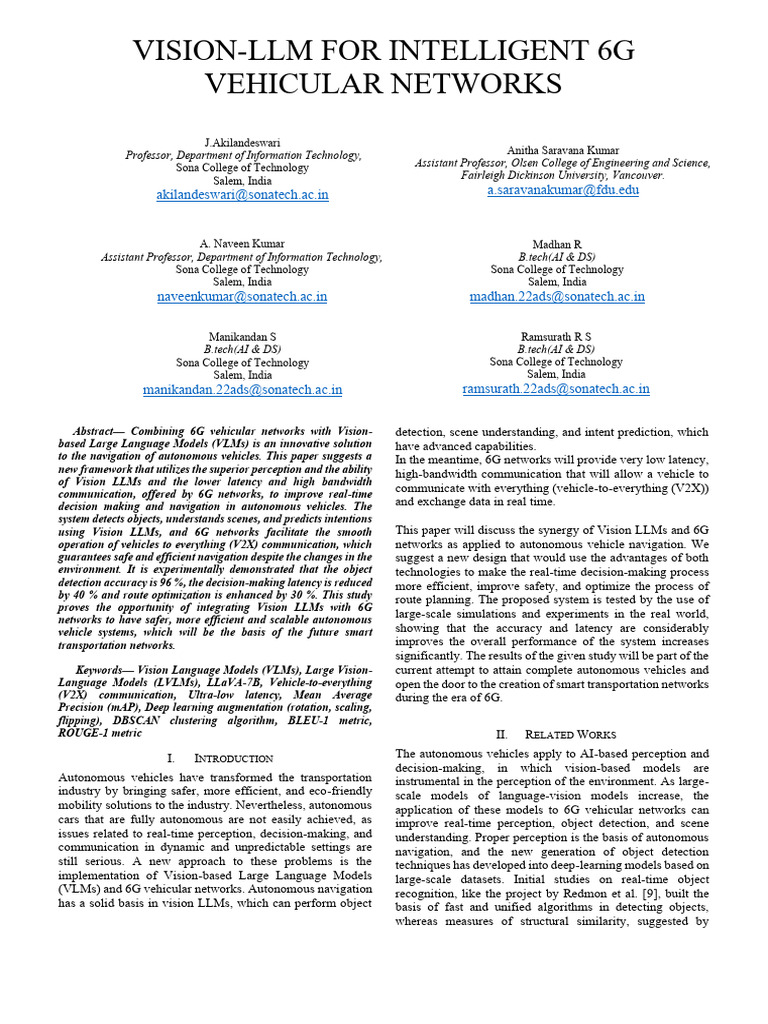 Vision-Llm For Intelligent 6g Vehicular Networks Conf | PDF | Computer ...