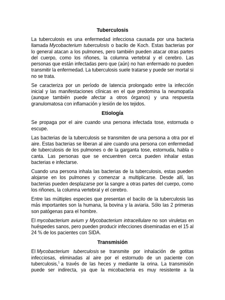 Tuberculosis | PDF | Tuberculosis | Enfermedades y trastornos