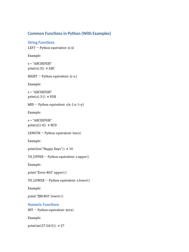 Python Functions With Examples | PDF