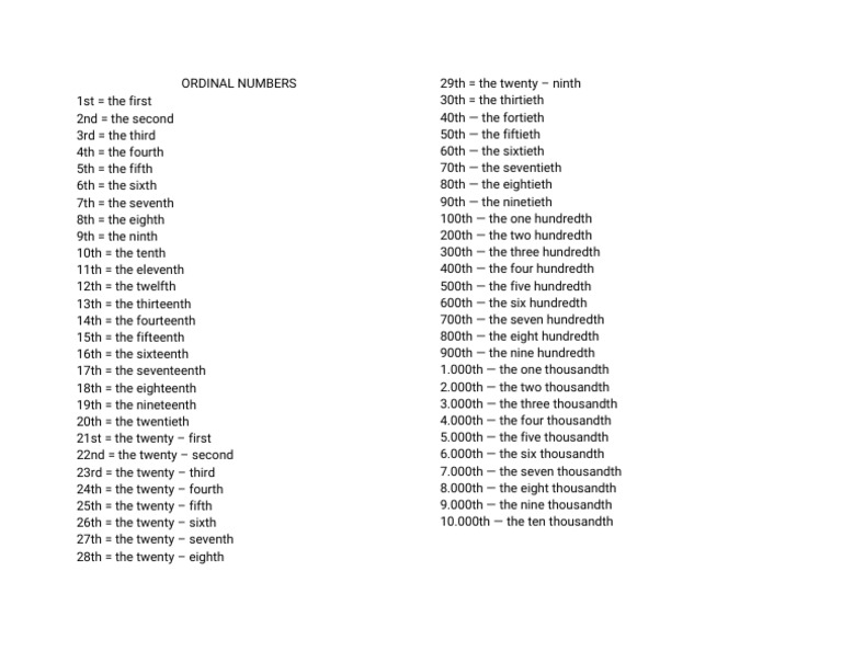 Ordinal Numbers | PDF