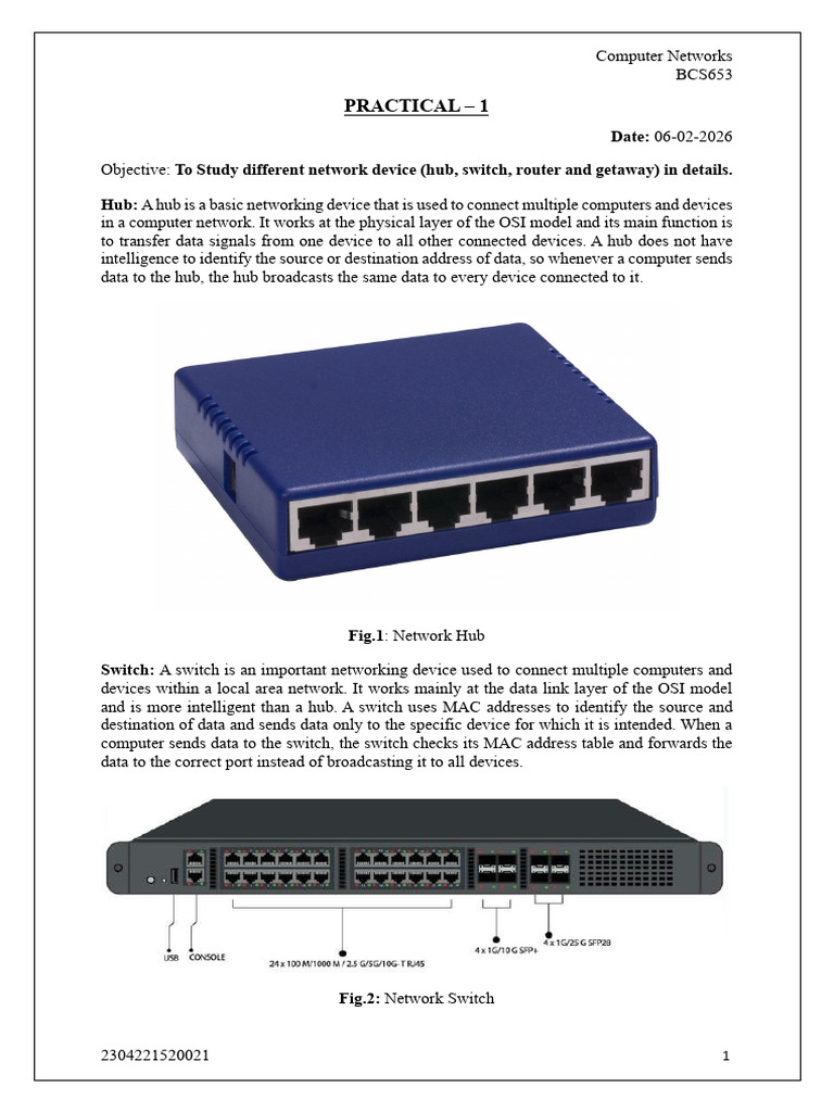 Computer Network Lab File | PDF | Computer Network | Network Switch