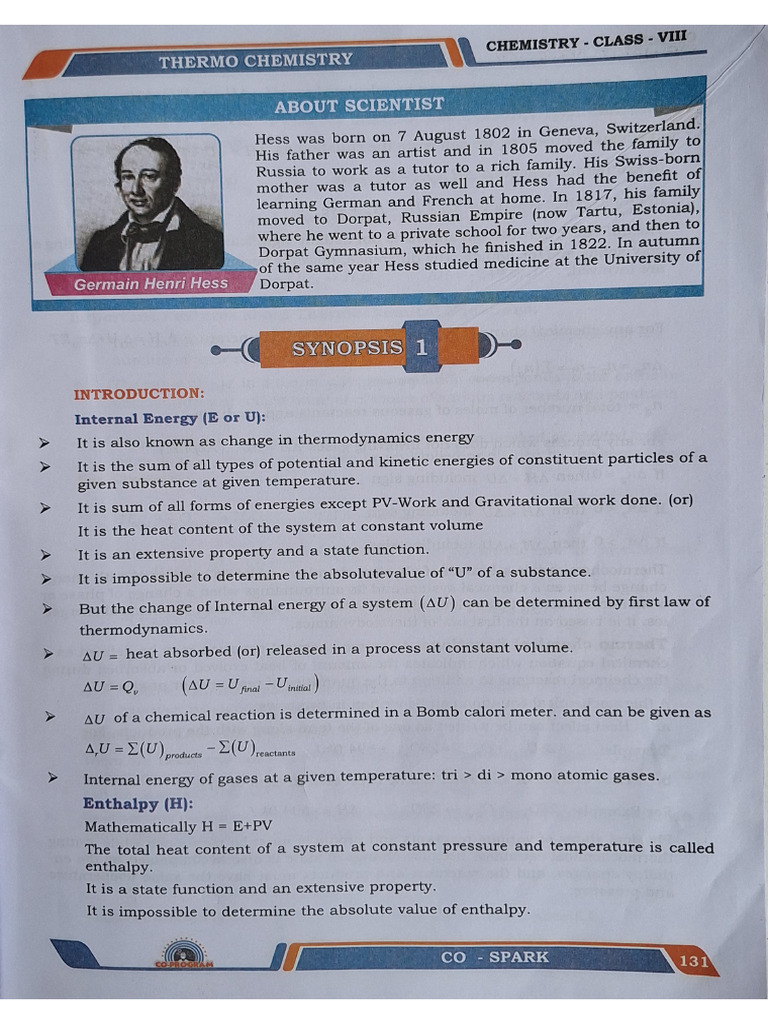 Thermo Chemistry 1 | PDF