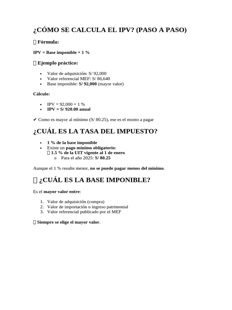 Cómo Se Calcula El Ipv | PDF | Impuestos | Economias