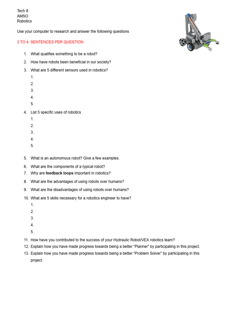 Robot Questions | PDF