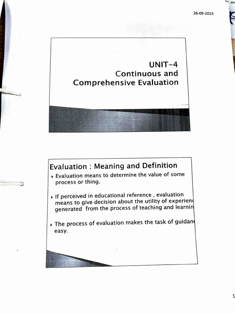 Unit - 4 Continuous and Comprehensive Evaluation | PDF | Evaluation ...
