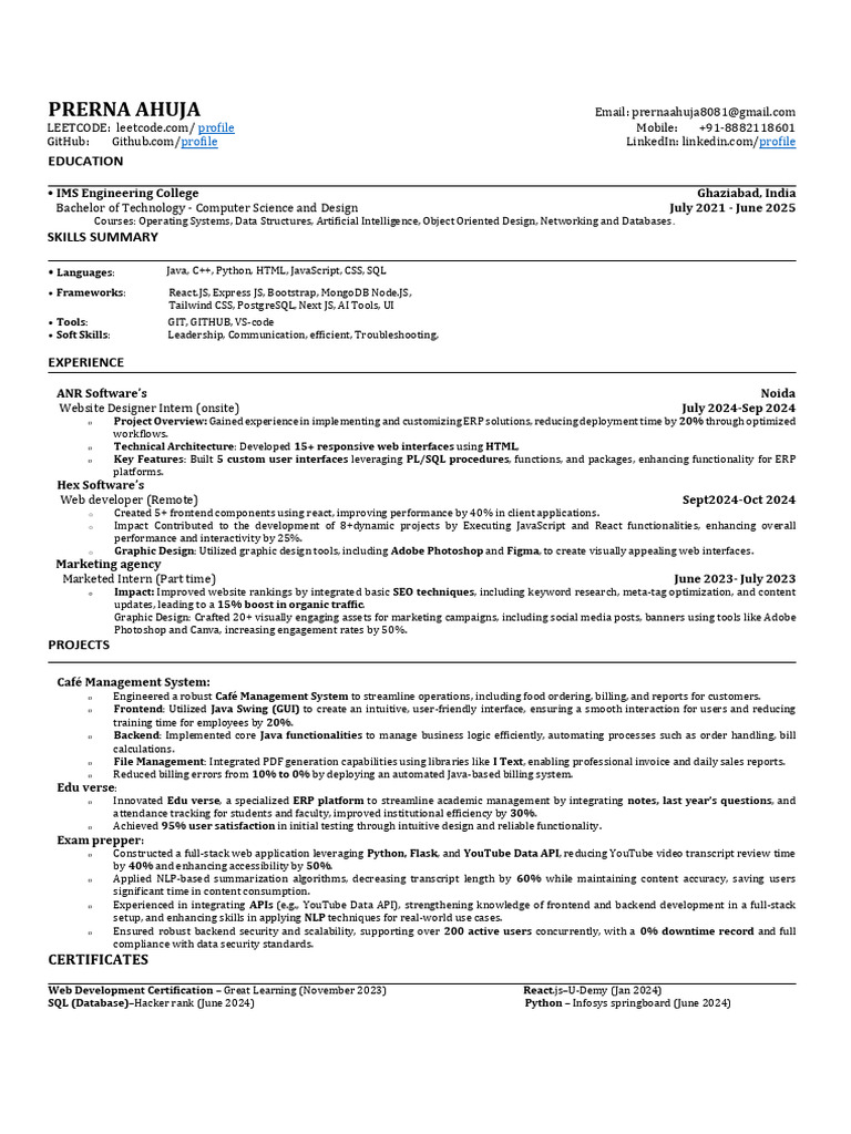Final Resume | PDF | Websites | Java Script