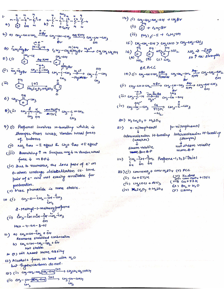 Alcohol Phenol Ether Pyq Solution | PDF