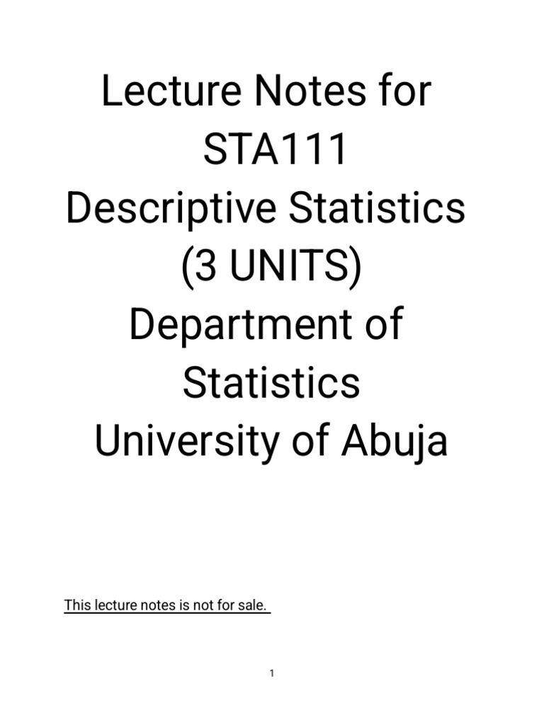 STA111 Lecture Note Updated | PDF | Cost Of Living | Mean