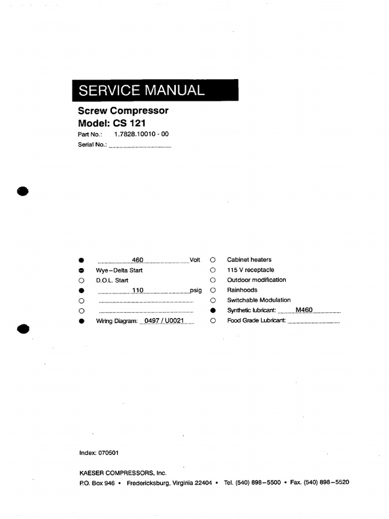 Kaeser Model CS121 Serevice Manual | PDF