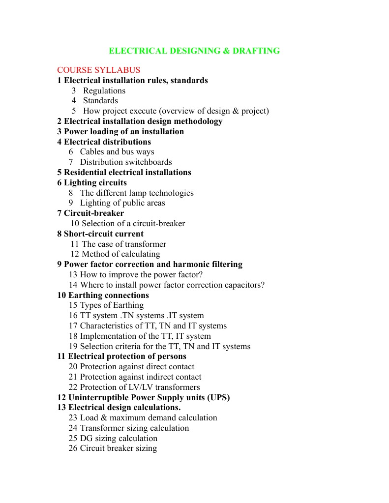 Electrical Design & Drafting Course | PDF | Science & Mathematics ...