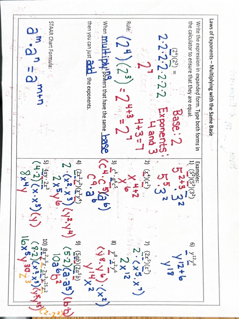 Multiply With The Same Base Notes | PDF