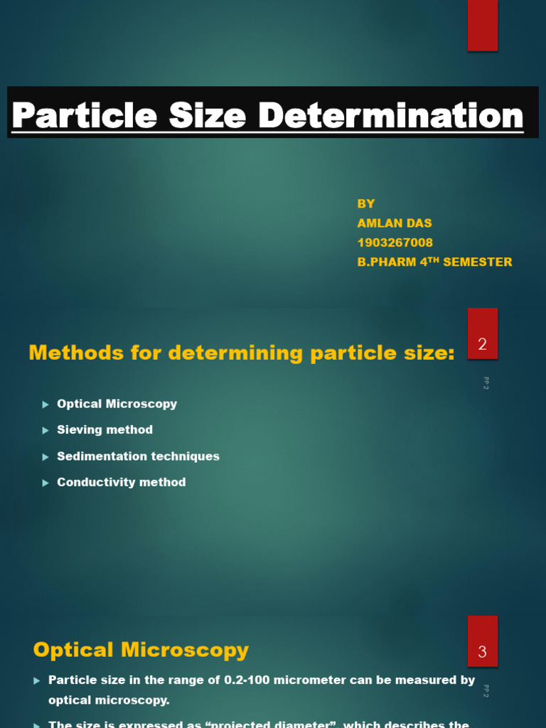 Particle Size Determination Method Presentation | PDF | Microscope ...