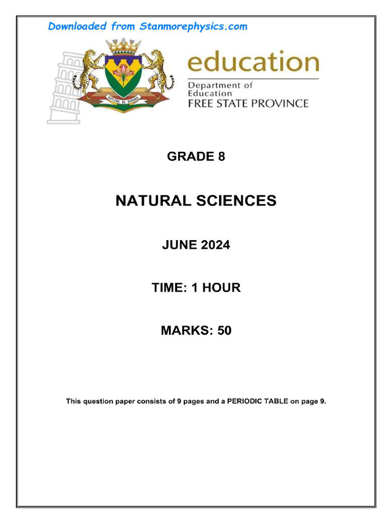 FS Natural Sciences Grade 8 June 2024 QP and Memo | PDF