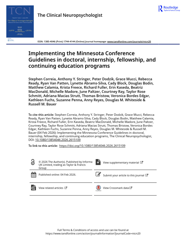 Implementing The Minnesota Conference Guidelines in Doctoral Internship ...