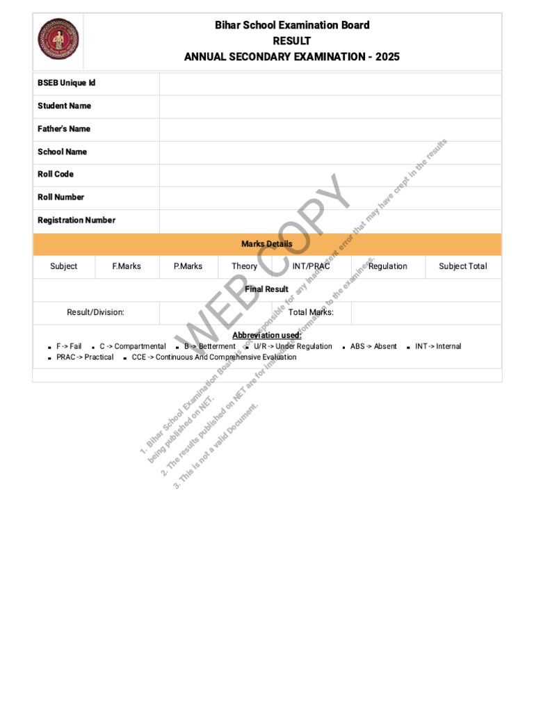Secondary Annual Result 2025 | PDF | Student Assessment And Evaluation ...