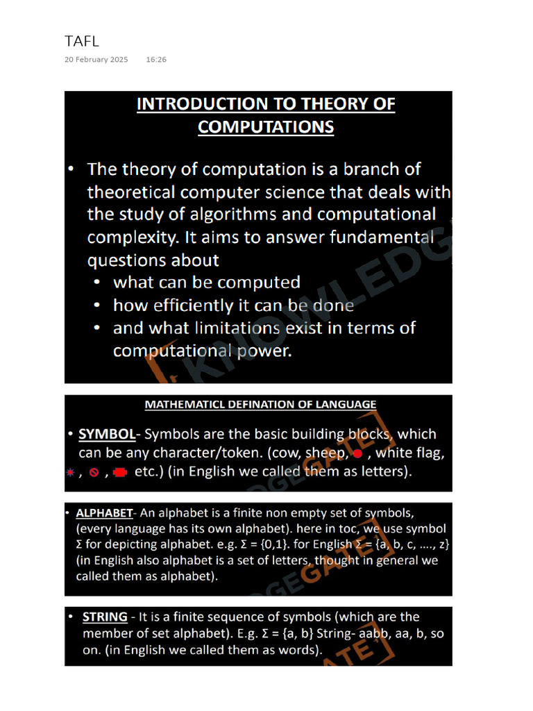 Tafl Unit 1 Theory Notes | PDF