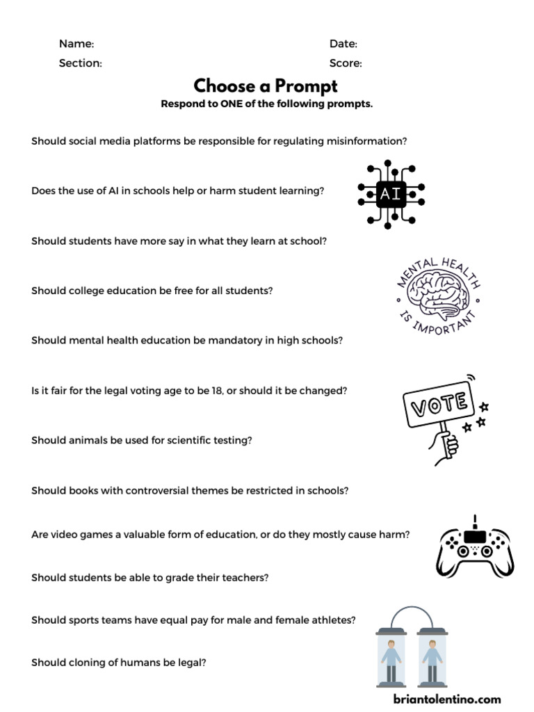 Choose A Prompt 1 Gr9 | PDF