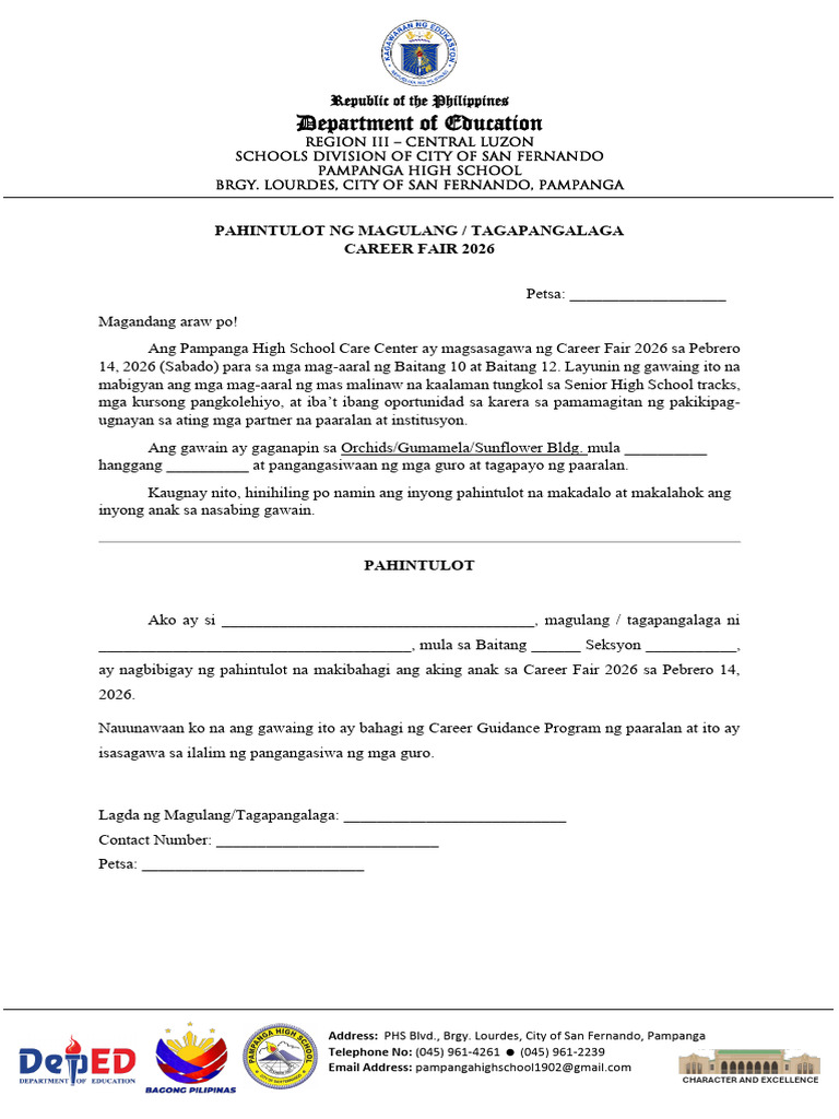 CONSENT Form Career Fair 2026 | PDF