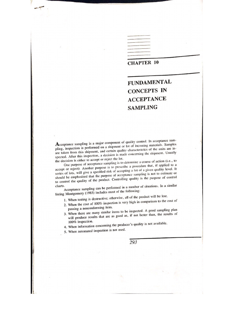 Chapter 10 Acceptance Sampling | PDF