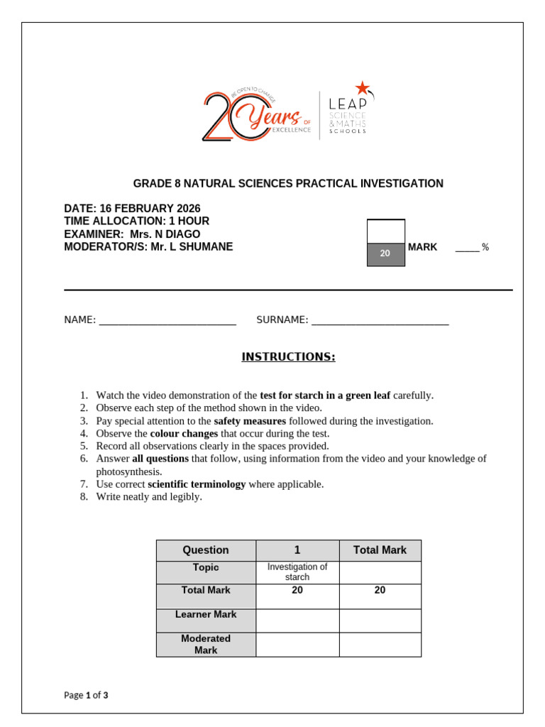 Grade 8 Term 1 Practical Investigation | PDF | Water