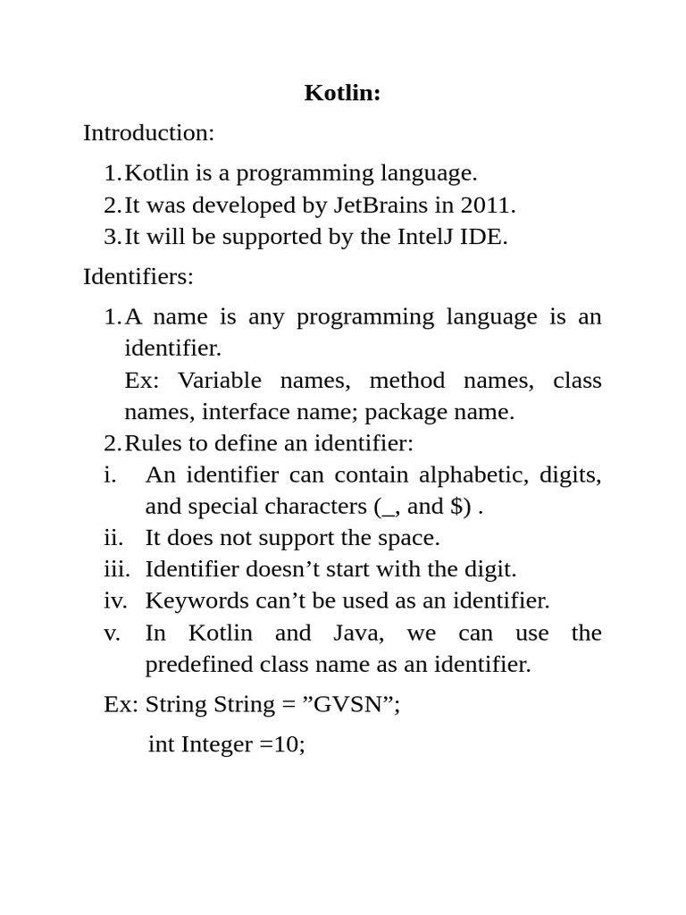 Kotlin | PDF | Constructor (Object Oriented Programming) | Programming