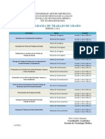 Cronograma Trabajo de Grado. TSU en Imagenología