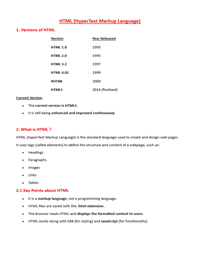 Html5 Notes | PDF | Html Element | Html