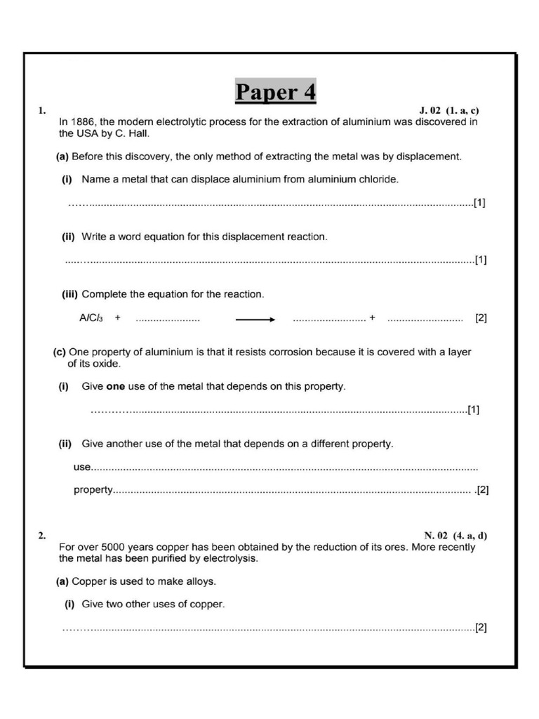 Metals Paper 4 | PDF