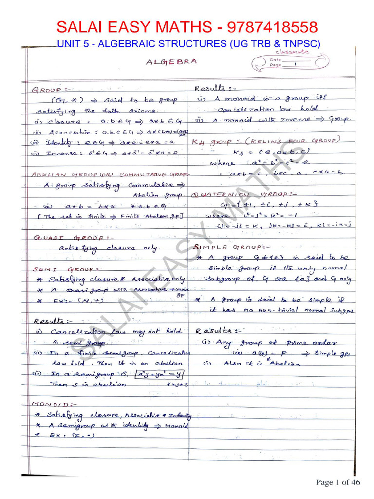 Unit 5 - Algebraic Structures | PDF
