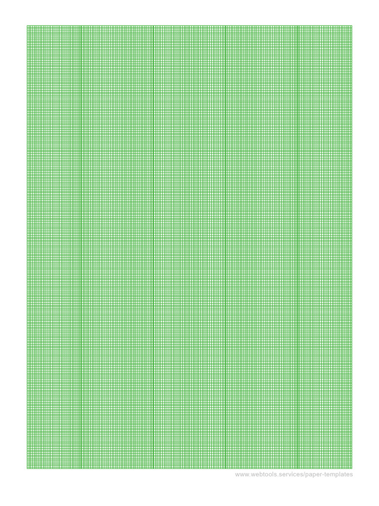 Printable 1mm Graph Paper With Green Color Lines-A4 With 0.5 in Border ...