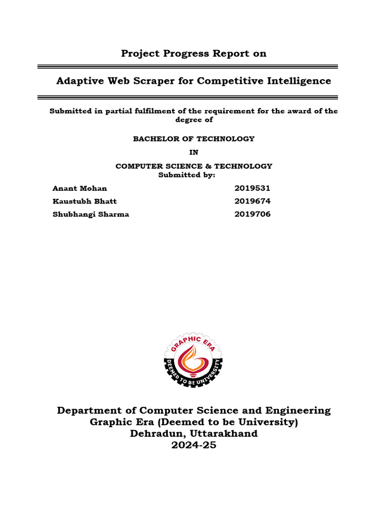 Cse Major Project Progress Report | PDF | Selenium (Software) | Comma ...