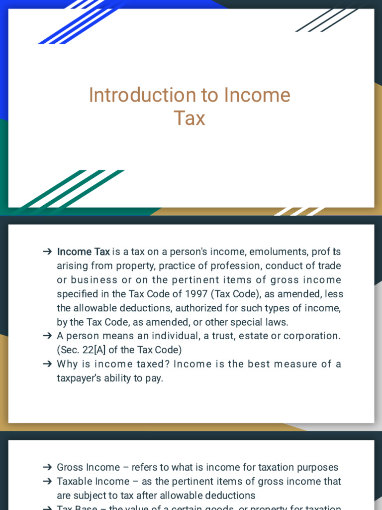 Introduction To Income Tax | PDF | Taxes | Gross Income
