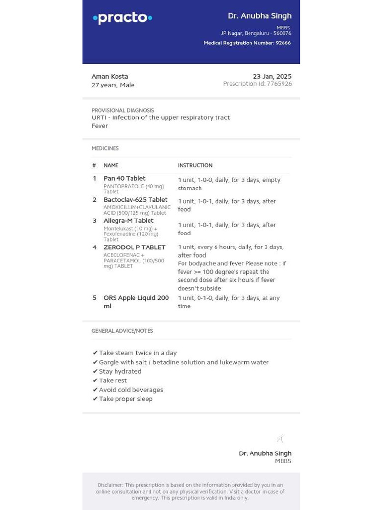Practo Prescription | PDF