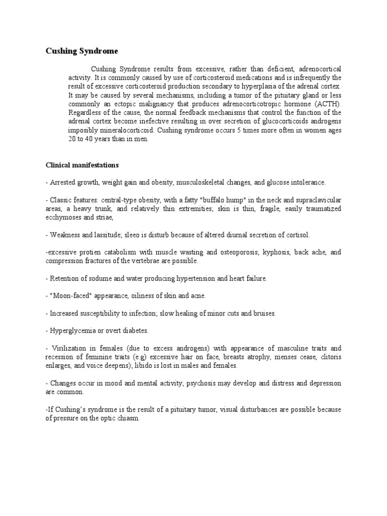 Cushing Syndrome: Clinical Manifestations | PDF | Adrenal Gland ...