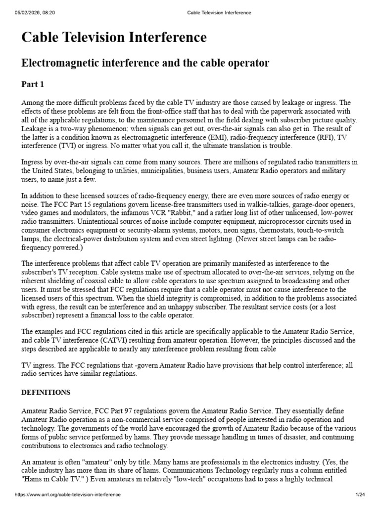 Cable Television Interference | PDF | Electromagnetic Interference ...