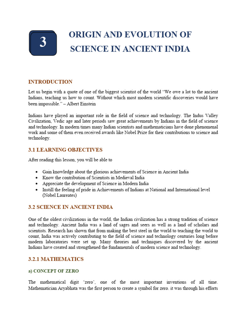 Chapter-3 Origin and Evoluiton of Science in Ancient India | PDF
