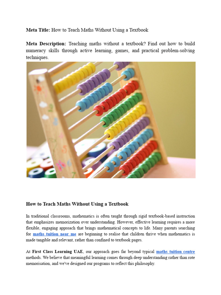 How To Teach Maths Without Using A Textbook | PDF | Learning | Mathematics