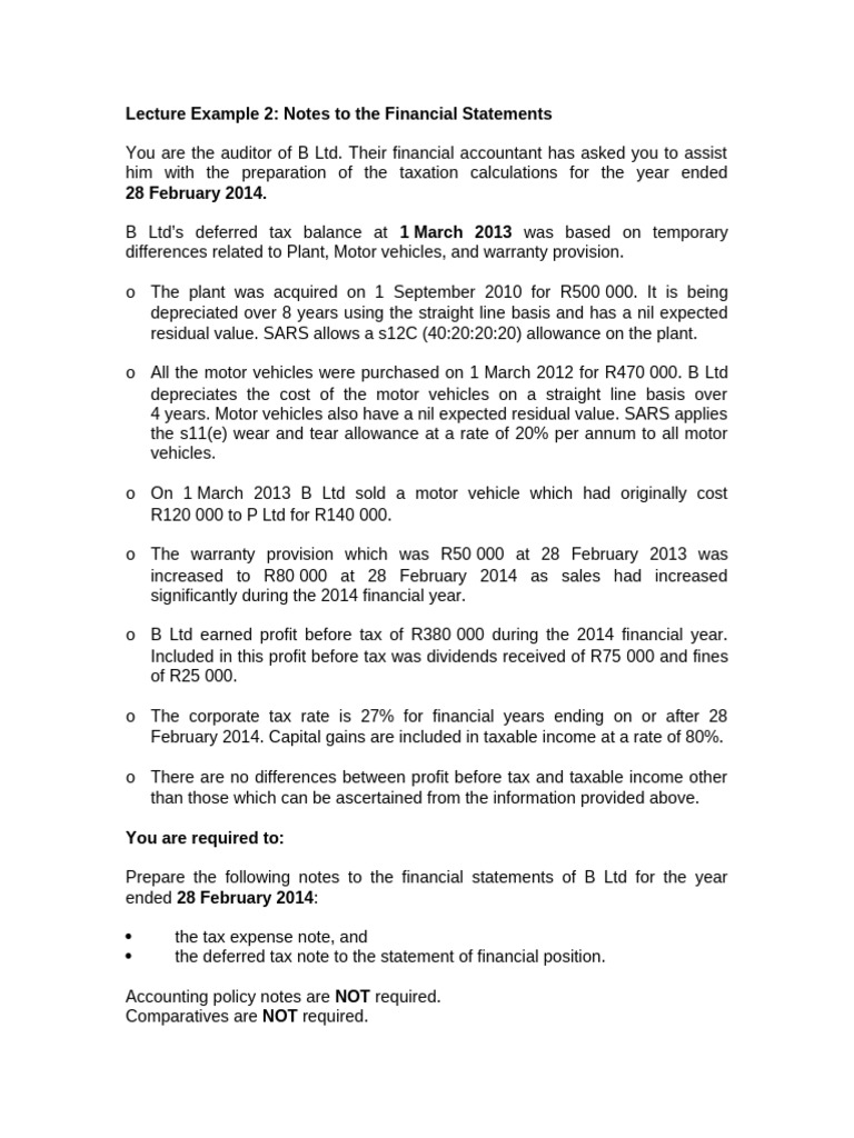 Class Example 2 Deferred Tax | PDF