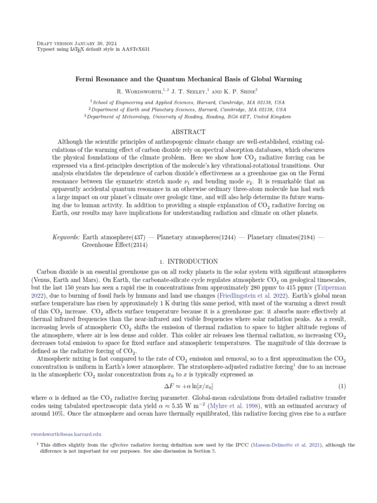Fermi Resonance and The Quantum Mechanical Basis of Global Warmin | PDF ...