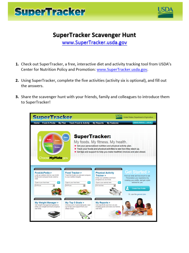 SuperTracker Scavenger Hunt | PDF