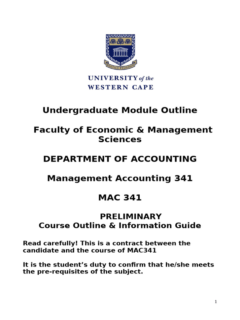 Mac 341 2026 Course Outline | PDF | Educational Assessment | Learning