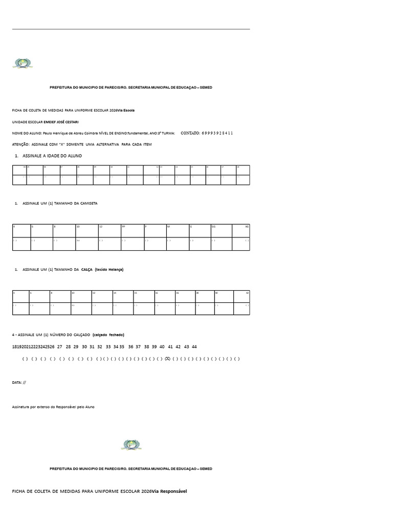 CADASTRO UNIFORME - 2025 PARECIS - Docx - 20260211 - 111859 - 0000 | PDF