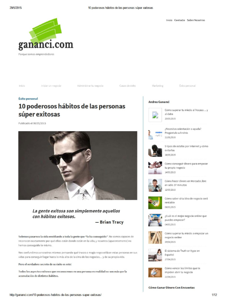 10 Poderosos Hábitos de Las Personas Súper Exitosas | PDF