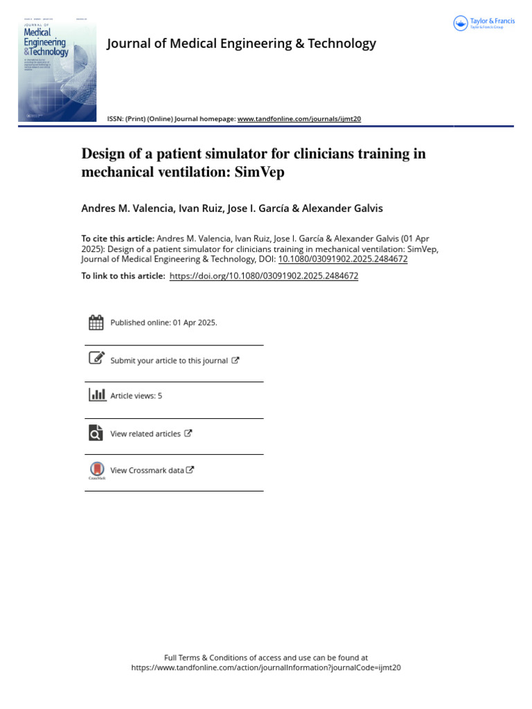 Designofapatientsimulatorforclinicianstraininginmechanicalventilation ...