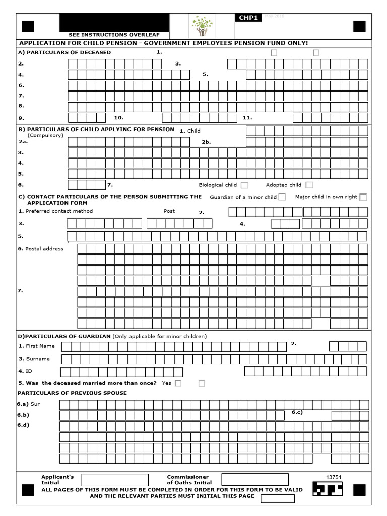 CHP1 Child Pension Application Form | PDF | Pension | Marriage