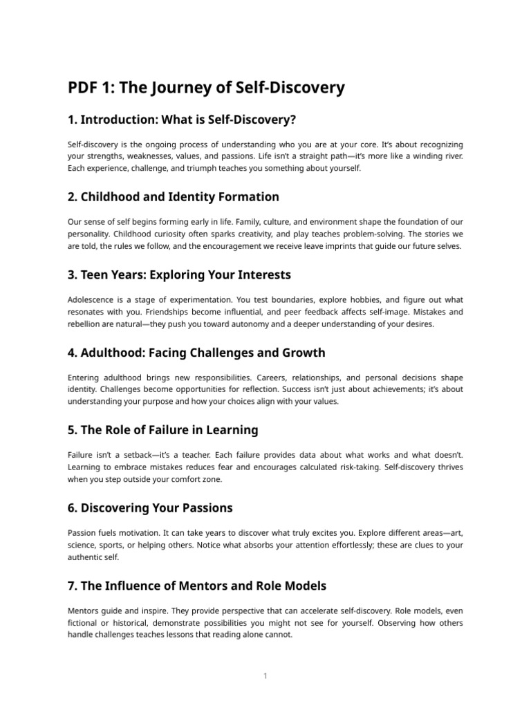 Pdf1 Journey Self Discovery | PDF | Adolescence | Mindfulness