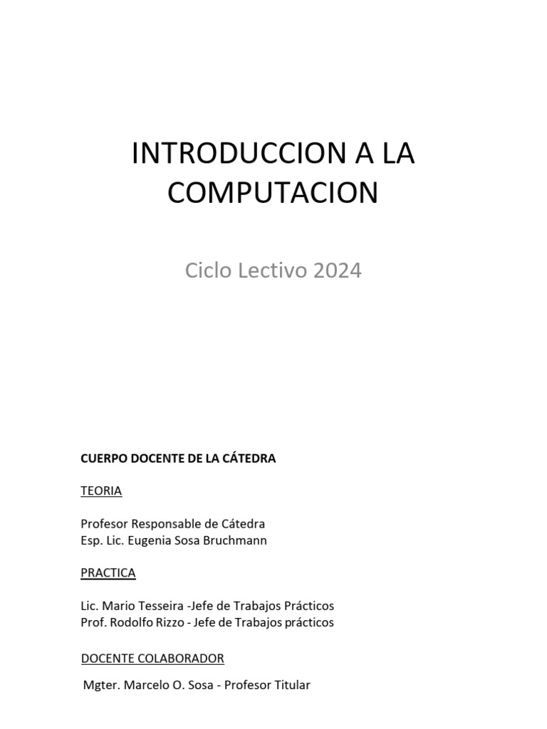 Introduccion A La Computacion | PDF | Ciencias de la Computación ...