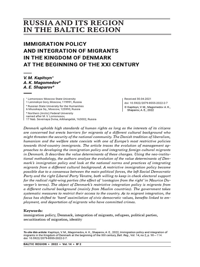 Denmark | PDF | Immigration | Social Integration