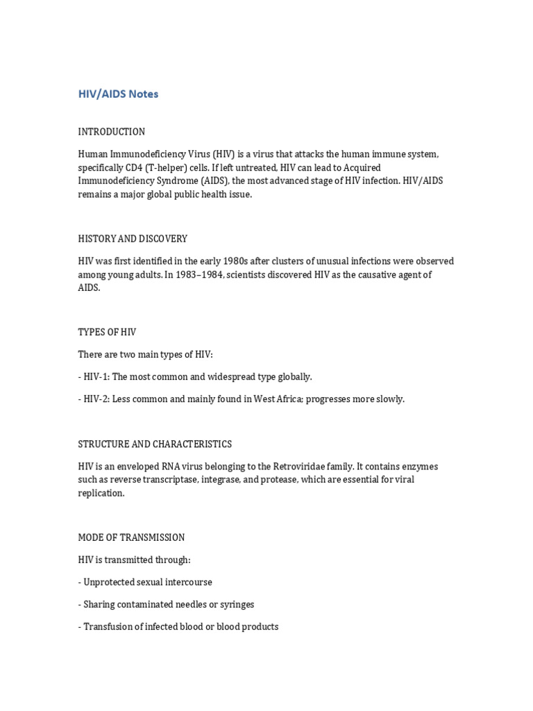 HIV AIDS Notes | PDF